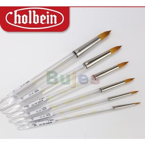 Holbein 500R Serie Resable Brush,Synthetic Fiber Wool Round Head Watercolor Brush with Good Water Absorption,Uniform Halo Dyeing