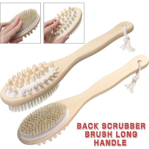 Back Scrubber Bath Shower Brush Bathing Back Rubbing Brush Boar Bristle Long Handle Body Massage For Back Scrubber