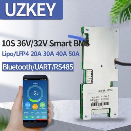 Smart bms 10s 36v Li-ion 20a 30a 40a 50a bluetooth balancing LiFePO4 UART 485 app The protection parameter is adjustable bms