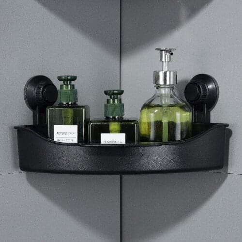 Bathroom Corner Storage Rack Suction Cup Soap Bottle Holder Plastic ABS Kitchen Storage Rack Shelves Corner Shelf Hanging Rack