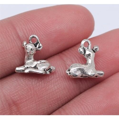 WYSIWYG 10pcs 11x11mm Pendant Fawn Fawn Deer Charm Pendants For Jewelry Making 2 Colors Deer Pendants