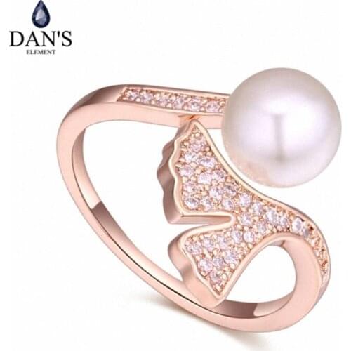 DANS Element Brand Real AAA Zirconia Micro Inlays Rose Gold Color Ring Party For Women Valentine Gift 129822