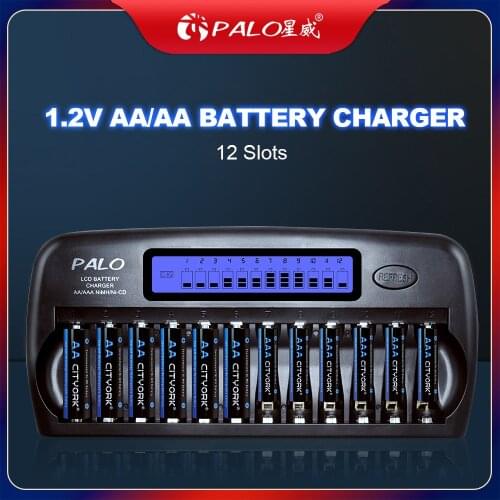 12 Slots Fast Smart Charger LCD display Built-In IC Protection Intelligent Battery Charger for 1.2V AA AAA Ni-MH NiCd Batteries