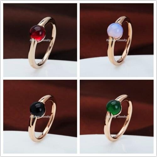 2021 High Quality Brand Charm Jewelry 4 Colour Choose Round Big Crystal Rose Gold Plated Wedding Rings For Women Party Gift
