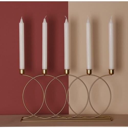 Nordic Style 3D Candlestick Metal Candle Holder Wedding Centerpiece Candelabra Dinner Home Decor JU32419