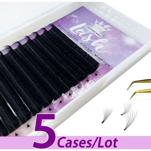 5psc/lot MASSCAKU Autofan False Easy Fanning Lashes One Second Rapid Blooming Eyelash Extension Camellia Volume Lashes Fans