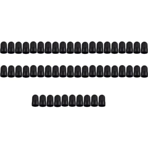 50Pcs Black Plastic Car Tire Air Valve Stem Caps Tyre Wheel Rims Dust Cover