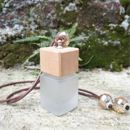 8ml Beautiful FrostedCar Pendant Essential Oil Perfume Bottle Empty Car Hanging Crub Square Perfume Bottle 100PCS/LOT