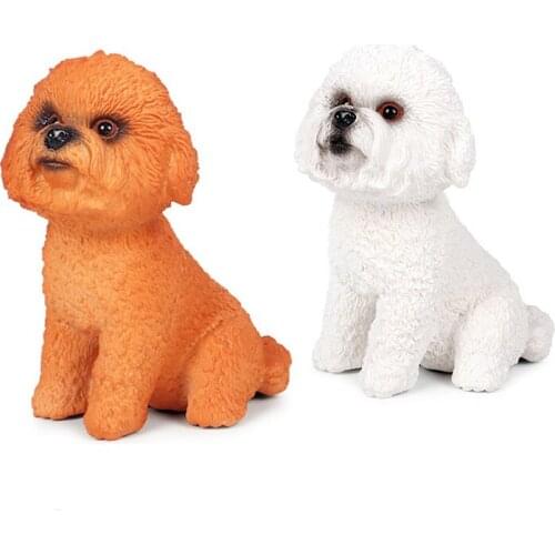 White/Yellow Poodle Animals Figure Collectible Toys Dog Animal Action Figures Kids Plastic Toys
