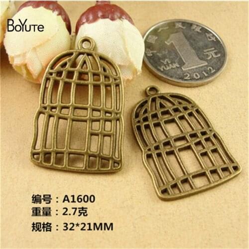 BoYuTe (40 Pieces/Lot) 32*21MM Antique Bronze Plated Zinc Alloy Bird Cage Charm Pendant Necklace for Jewelry Findings Component