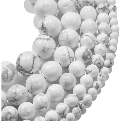 1strand/lot 4/6/8/10mm White Howlite Turquoises Round Loose Spacer Natural Stone Beads For DIY Bracelet Jewelry Makings Supplies