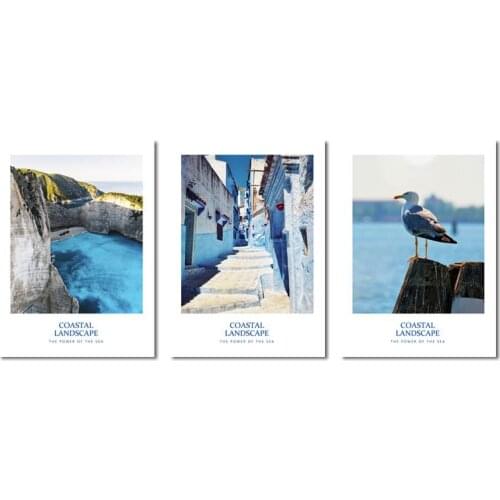 Decorative Painting Frameless Painting Northern Europe Mediterranean Style Study Living Room Landscape Blue Seascape Hanging P