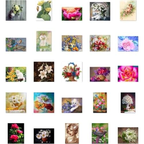 Red flowers 6 cross stitch kit people 18ct 14ct UNprinting11ct count print canvas stitches embroidery DIY handmade needlework