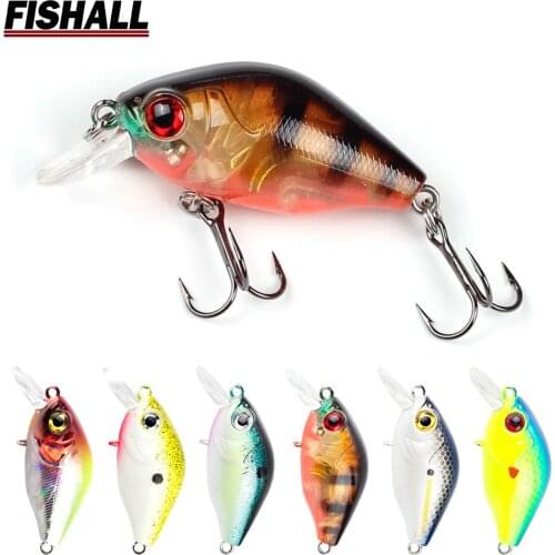 Fishall Cherry Small 40mm 7g Crank Rattle Fishing Lure Depth 1.0m Bait for Bass Pike Trout with VMC Hook