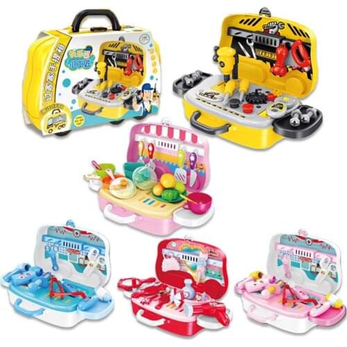 Pretend Play Toys DIY Screw Group Tool Kit Box Simulation Kitchen Cooking Doctor Educational Boys Building Toy for Boy and Girl