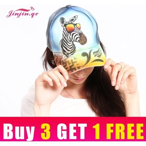 Jinjin.QC Zebra Hand Paint Baseball Cap Cotton Unisex Adjustable Animal Printed Caps and Hats Original Design Drop Shipping