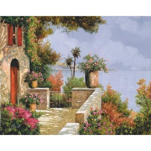 Fine journey memory oil painting picture of travel place spring scenery near the sea good room wall decor art