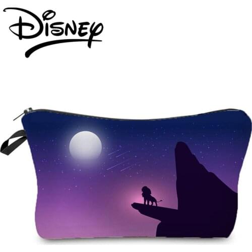 Disney The Lion King Printing Cosmetic Bags Purple Mini Storage Bag Cartoon Moon Women Makeup Bag Cool Casual Child Coin Purse