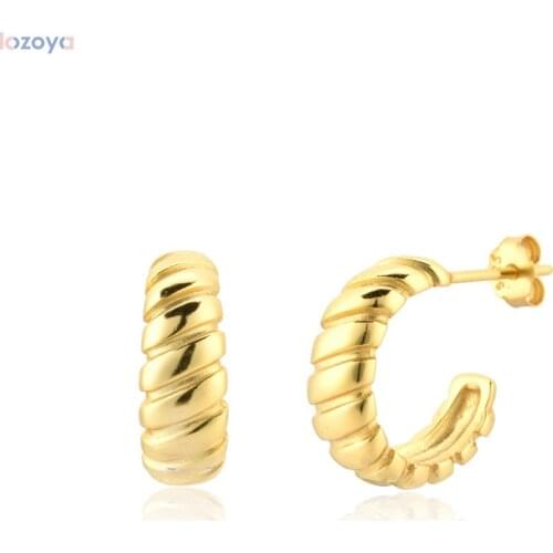 LOZOYA 925 Sterling Silver 10.5mm Screw Twist Hoop Piercing Pendiente Luxury Fashion Jewels Wedding Rock Punk Crystal Clips