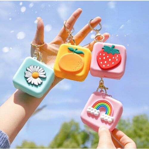 Kawaii Women Coin Bag Silica Storage Flower Fruit Animal Mini Zipper Storage Pouch Coin Purse Wireless Earphone Bag New Design
