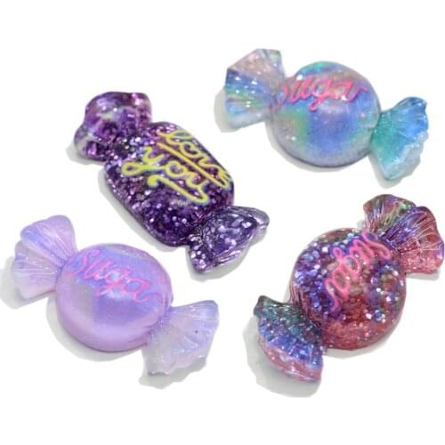 Cute Resin New Glitter Sugar Sweet Candy Simulation Food Cabochon Art Supply Decoration Charm Craft