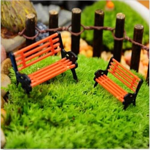 Model Park Bench Mini Garden Ornament Miniature Park Bench Craft DIY Figurines Landscape Bench Model Garden Decor