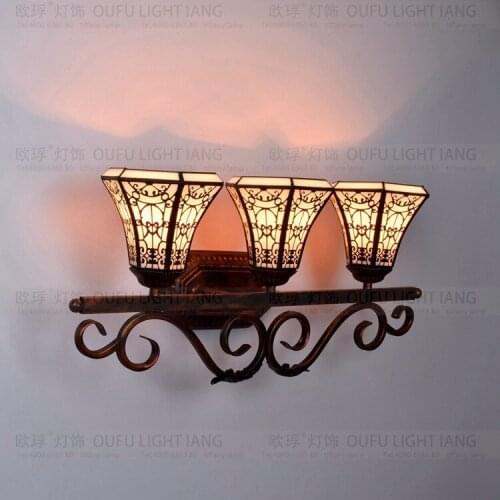Tiffany fashion European style wall lamp Baroque Bohemia mirror light rustic bed-lighting lamps