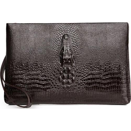 High Quality Crocodile PU Leather Solid Mens Handbag Envelope Bags Luxury Brand Bag For Men Bolso Hombre Sacoche Homme