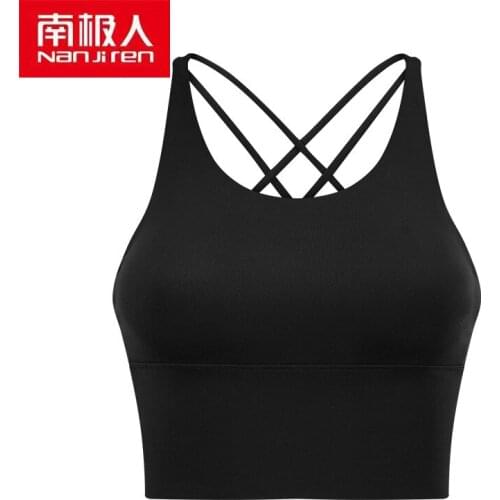 NANJIREN Lingerie Women Underwear Set One-Piece Wire Free Solid Color Slender Cross Seamless Breathable Nylon Sports Vest Bra