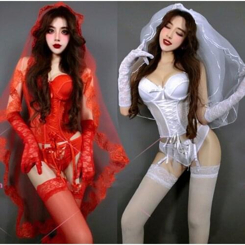 New Bar Rave Party Outfits For Women Sexy Lace Lingerie Gogo Dance Costume Halloween Festival Clothing Drag Queen Wear DNV15080