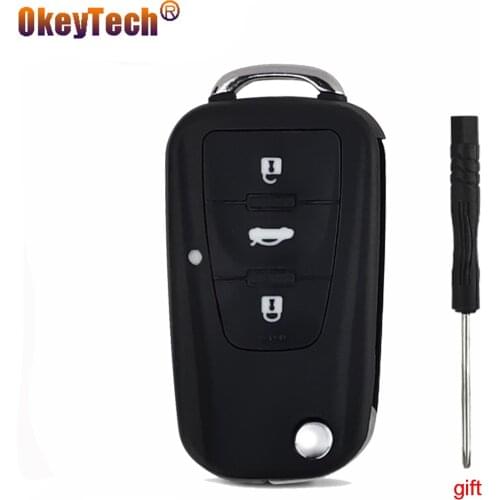 OkeyTech New Flip Folding Car Remote Key Fob For Roewe MG5 MG7 MG GT GS 350 360 750 W5 Replacement 3 Button Key Case Cover