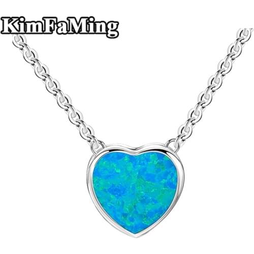 Beautiful Small Simple Female Solid 925 Sterling Silver Opal Heart Pendant Necklaces Jewelry OPP135