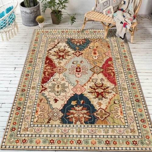 Persian Style Bedroom Bedside Carpet American Retro Floral Printed Home Decor Non-Slip Floor Mat Hallway Kitchen Bath Area Rugs
