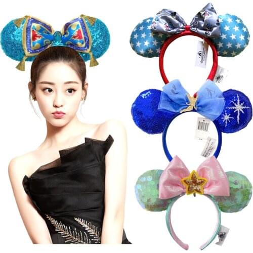 Disney MickeyMinnie Ear Headband Mermaid princess Holiday Party Headband EARS COSTUME Cosplay Plush Adult/Kids Christmas Gift