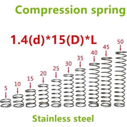 20pcs 1.4*15*(10/15/20/25/30/35/40/45/50) Stainless steel Series small spot spring wire compression pressure springs
