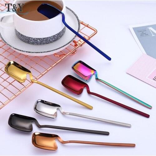 T&Y 1pc 304 Stainless Steel Creative Hanging Teaspoon for Stirring Coffee Tea, Sugar Mixing Spoon Dessert and Resting on Cup
