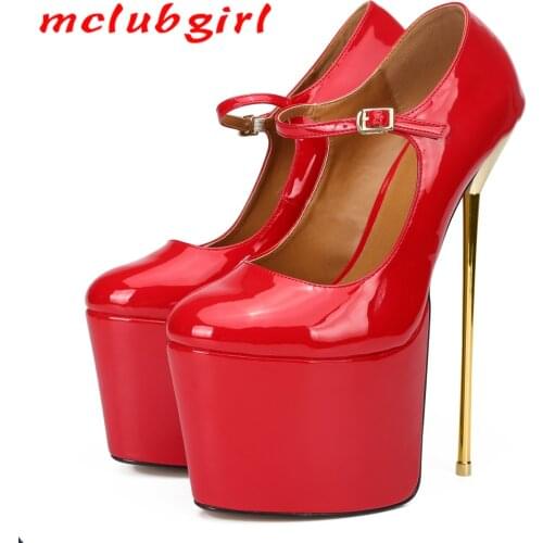 Mclubgirl Women nightclub sexy super high heels super large size man sexy pumps funny pump pseudo-girl 22 cm metal 22 cm ZQJ