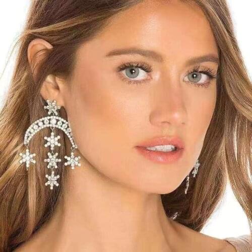 2021 fashion new moon snowflake tassel Pendant Earrings womens high quality Cubic Zirconia Pendant Jewelry Wholesale