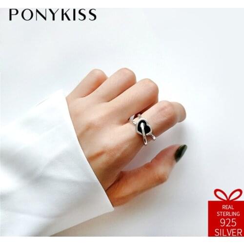 PONYKISS Classic 100% 925 Sterling Silver Adjustable Opening An Arrow Through A Heart Ring Jewelry Women Birthday Party Gift