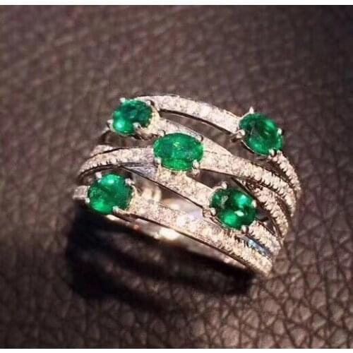 Natural And Real Emerald ring Real and natural Emerald 925 sterling silver Fine women jewelry