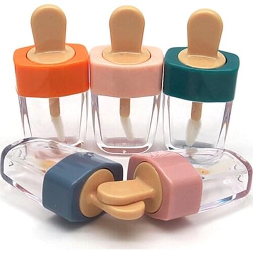 1pc 6ML Empty Lip Gloss Tube Container Ice Cream Shape Bottle Cosmetic Ice Cream Transparent Lip Balm Refillable Bottle