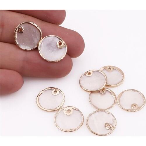 10Pcs/lot 15MM Nature Shell with hole 1.5MM Round Coin Shape Beads Charm Beads for earring Jewelry Accessory DIY Jewelry Making