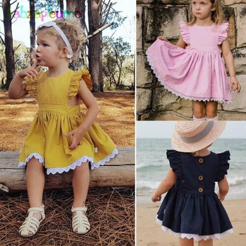2020 New Summer Toddler Costume Kids Clothes Korean Fashion Baby Girls Dresses Cute Sleeveless Cotton Princess Dress BC1009-1