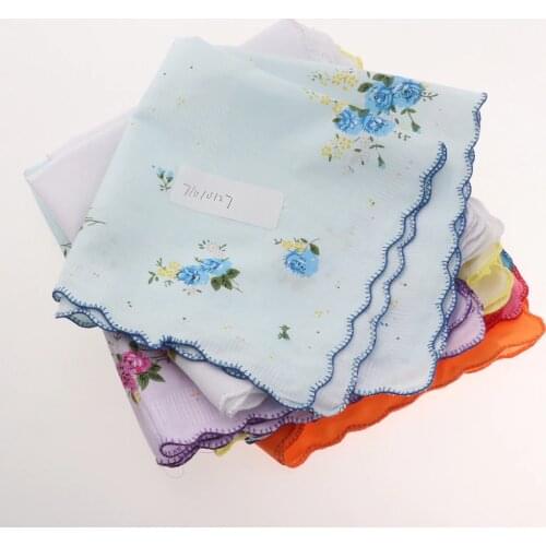 20x Women Lady Cotton Handkerchiefs Retro Flower Bridal Hanky Square