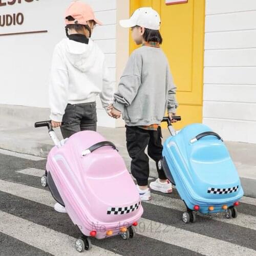 3D cartoon travel carry on suitcase with wheels kids trolley luggage bag Cute rolling luggage Can sit to ride suitcase 20