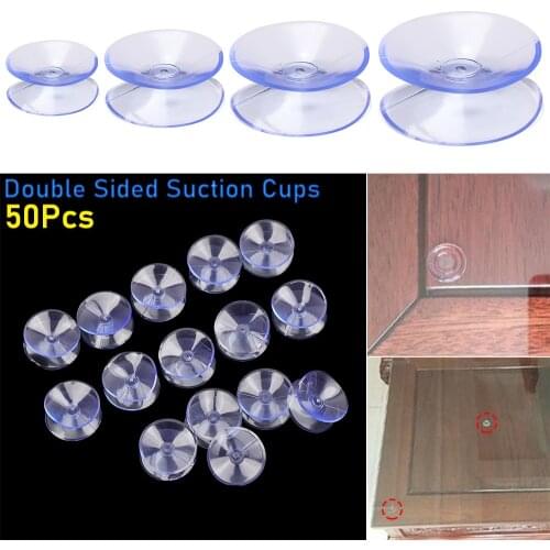 50Pcs Clear Plastic Non-slip Suckers Pads Double Sided Suction Cups Glass Table Top Holder