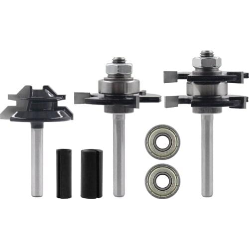 7-piece Woodworking Milling Cutter 45 Degree Tenon Cutter 3 Tooth T-shaped Engraving Machine Milling Cutter Woodworking Tools