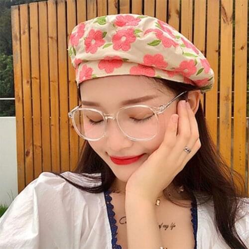 Korean Version Of The Three-Dimensional Flower Embroidered Beret, Spring And Summer Versatile Painter Hat Fashion
