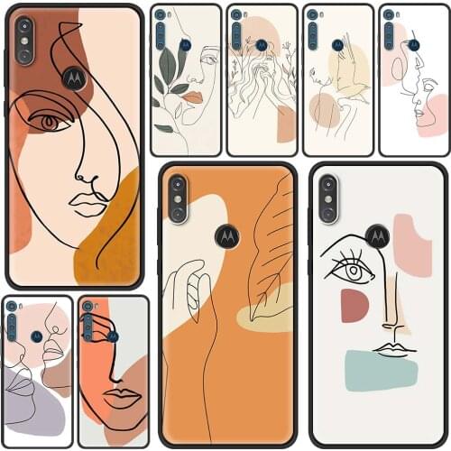 Case for Motorola Moto G9 Play One Fusion Plus G8 Power Lite Soft Funda Hype G Stylus E6s E7 Phone Cover Women Face Line Art Sac
