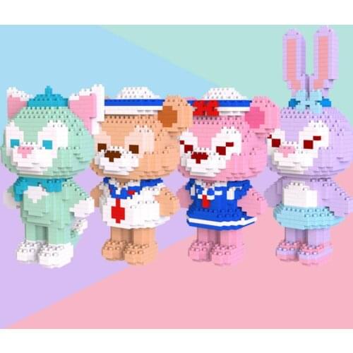 Disney park ShellieMay Duffy bear micro diamond block Disneyland StellaLou rabbit Gelatoni cat Cookie dog brick toy nanobrick
